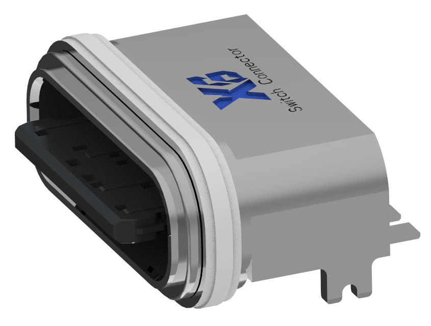 XB-TYPE C 6P-1 X板上防水母座L=6.65mm(带钢片)(U型锌合金外壳 外露0.95)